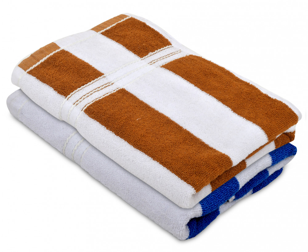 Kuber Industries Lining Design Soft Cotton Bath Towel, 30&quot;x60&quot;,(Brown &amp; Blue)