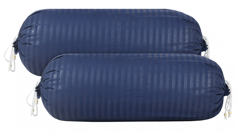 Kuber Industries Linning Design Cotton Bolster Cover- 16&quot;x32&quot; (Blue)-44KM0159