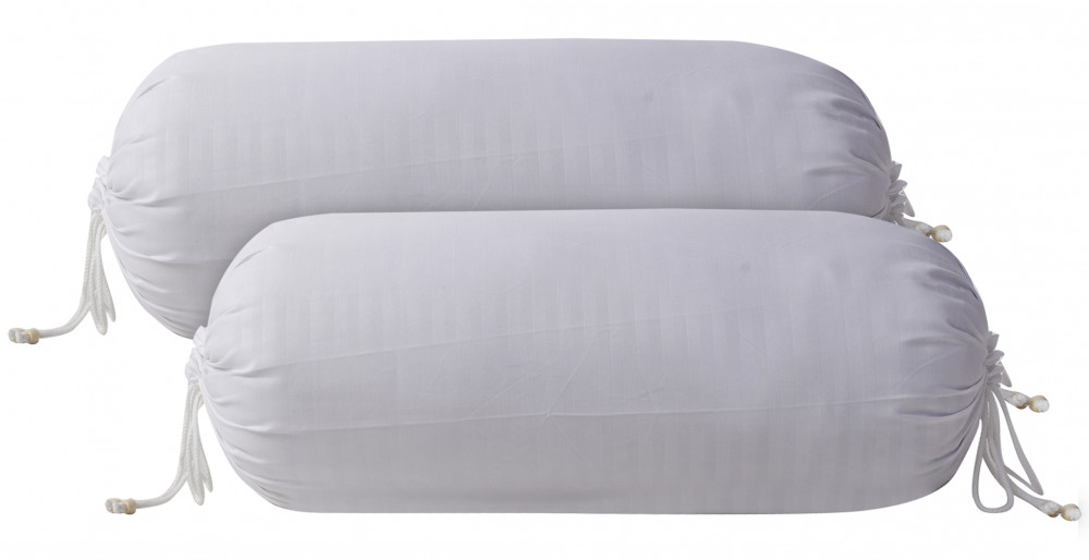 Kuber Industries Linning Design Cotton Bolster Cover-16&quot;x32&quot; (White)-44KM0165