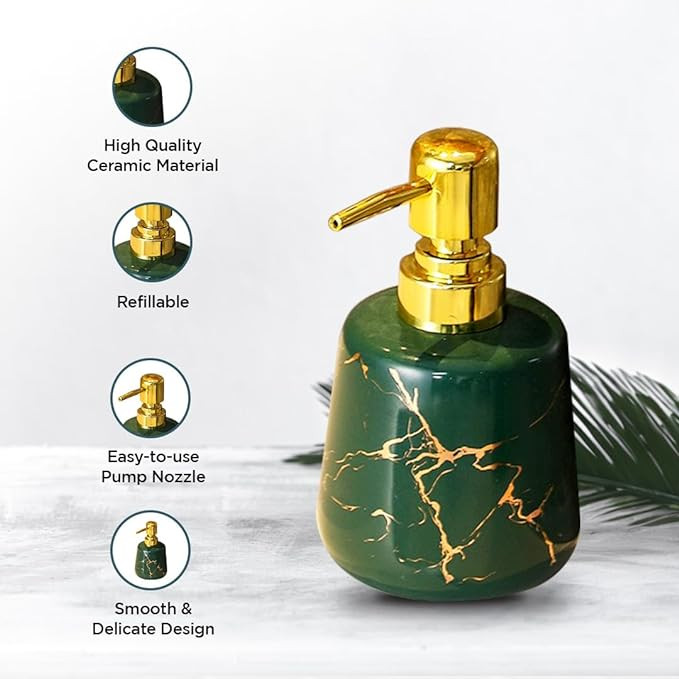 Kuber Industries Liquid Soap Dispenser | Handwash Soap Dispenser | Soap Dispenser for Wash Basin | Shampoo Dispenser Bottle | Bathroom Dispenser Bottle | JY00099GN | 260 ml | Green