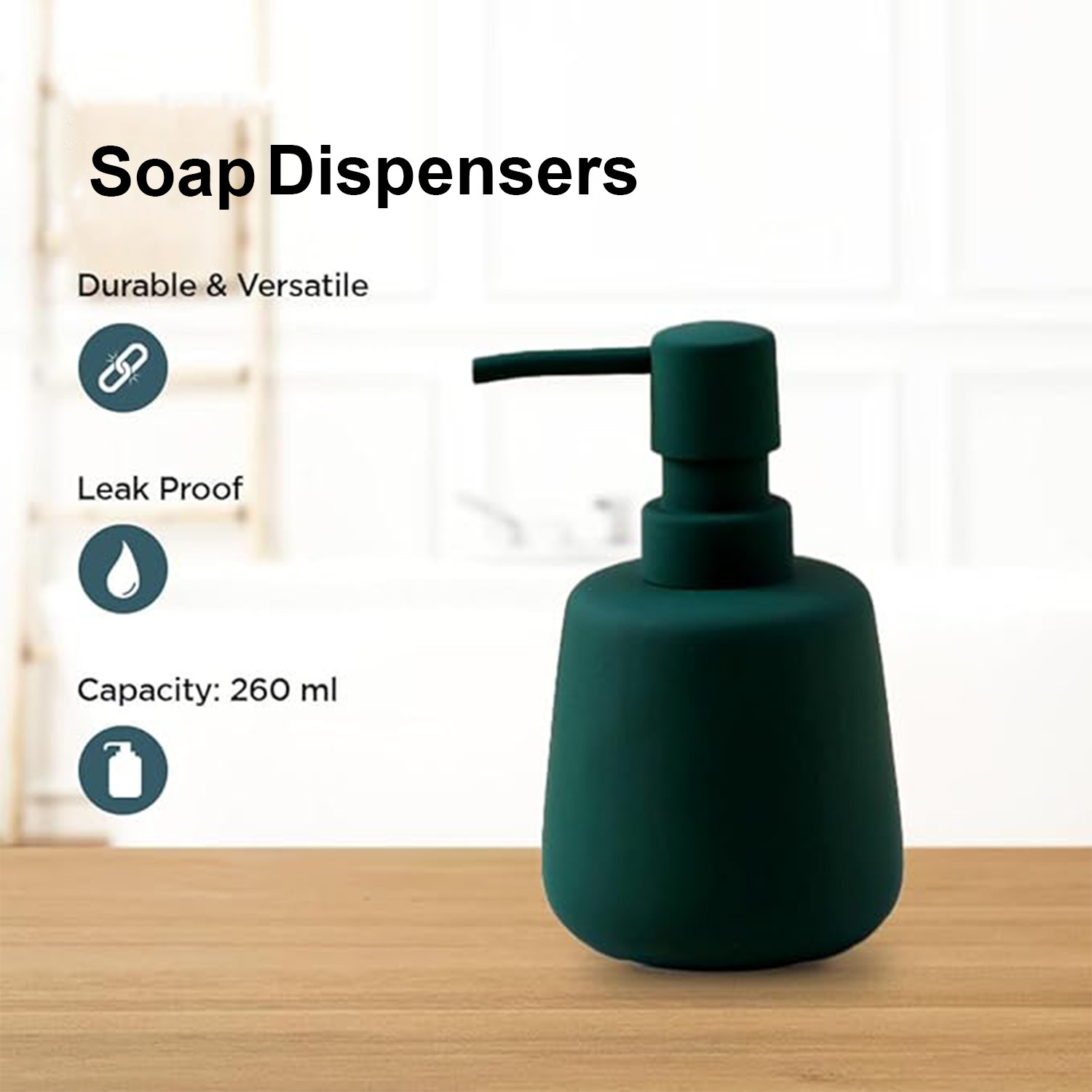Kuber Industries Liquid Soap Dispenser | Handwash Soap Dispenser | Soap Dispenser for Wash Basin | Shampoo Dispenser Bottle | Bathroom Dispenser Bottle | JY00159GN | 260 ml | Green