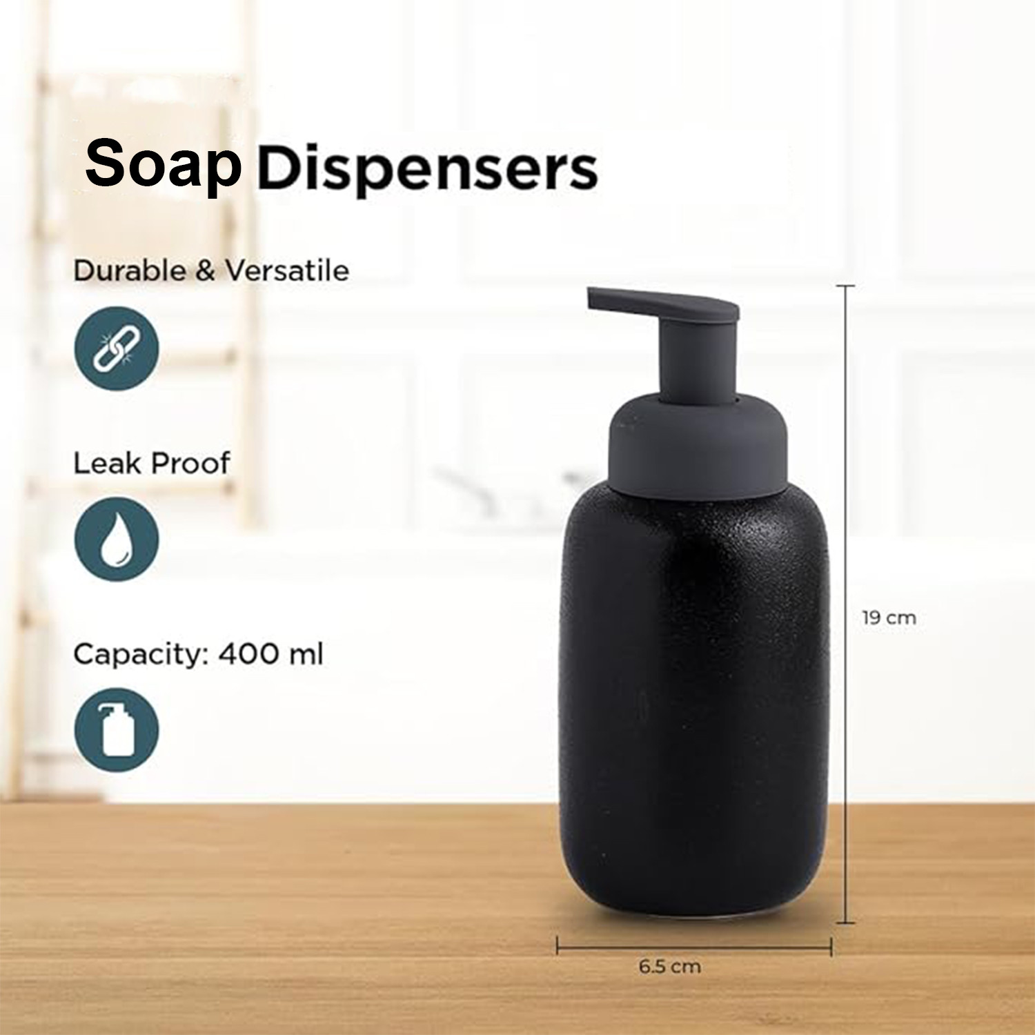 Kuber Industries Liquid Soap Dispenser | Handwash Soap Dispenser | Soap Dispenser for Wash Basin | Shampoo Dispenser Bottle | Bathroom Dispenser Bottle | JY00012 | 400 ml | Black