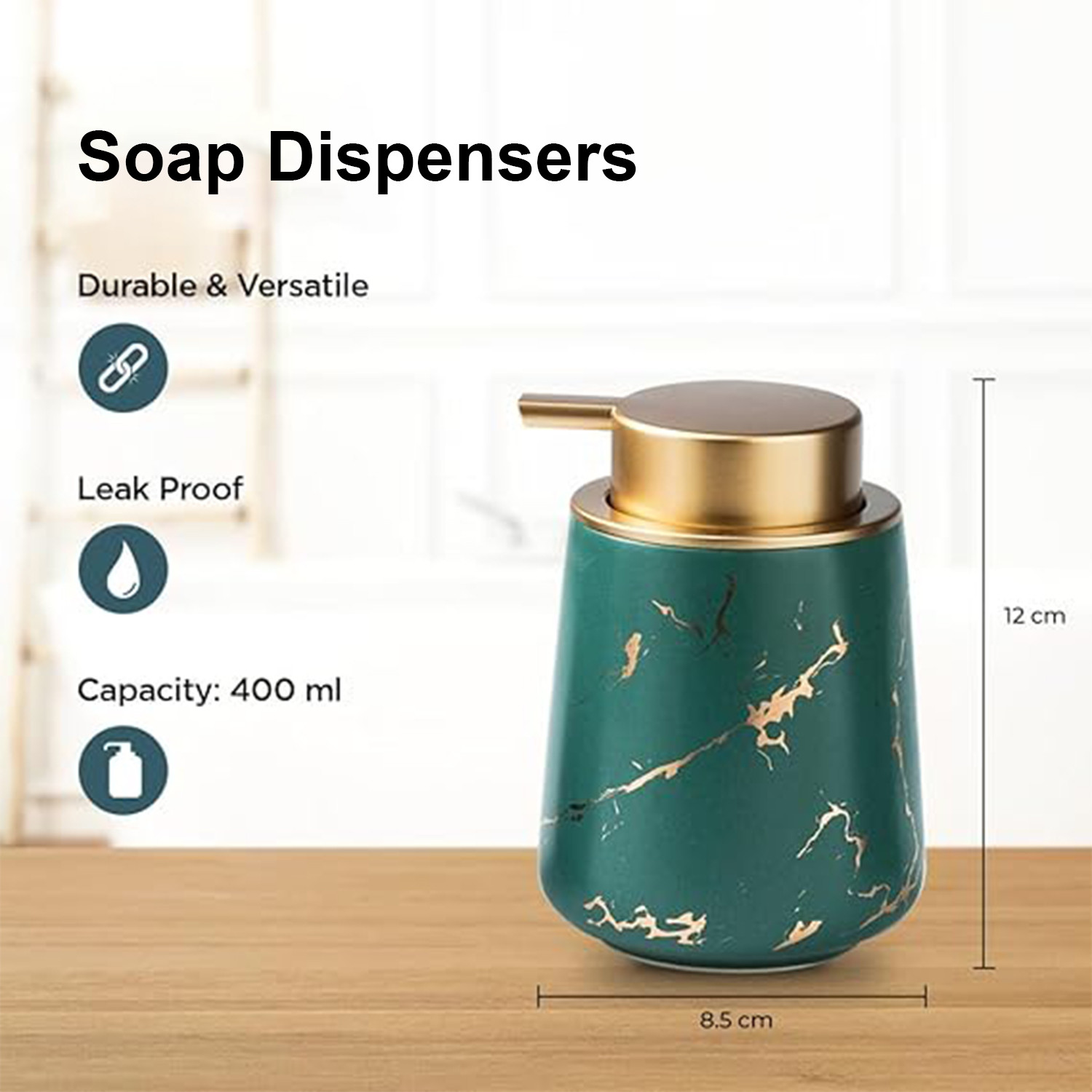 Kuber Industries Liquid Soap Dispenser | Handwash Soap Dispenser | Soap Dispenser for Wash Basin | Shampoo Dispenser Bottle | Bathroom Dispenser Bottle | ZX010GN | 400 ml | Green