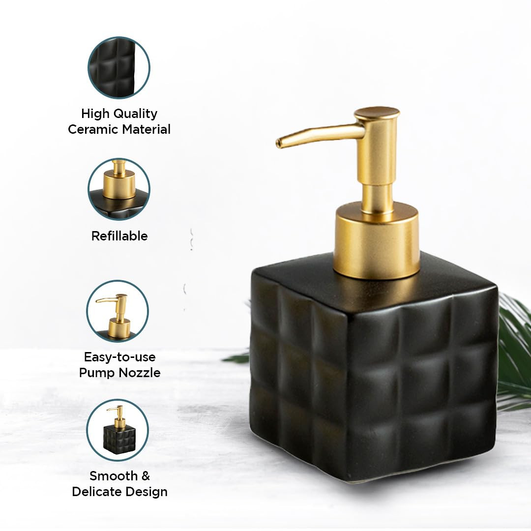 Kuber Industries Liquid Soap Dispenser | Handwash Soap Dispenser | Soap Dispenser for Wash Basin | Shampoo Dispenser Bottle | Bathroom Dispenser Bottle | 3 Piece | 220 ml | Black