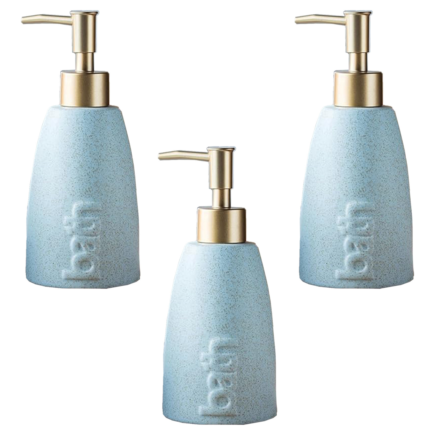 Kuber Industries Liquid Soap Dispenser | Handwash Soap Dispenser | Soap Dispenser for Wash Basin | Shampoo Dispenser Bottle | Bathroom Dispenser Bottle | 3 Piece | 320 ml | Blue