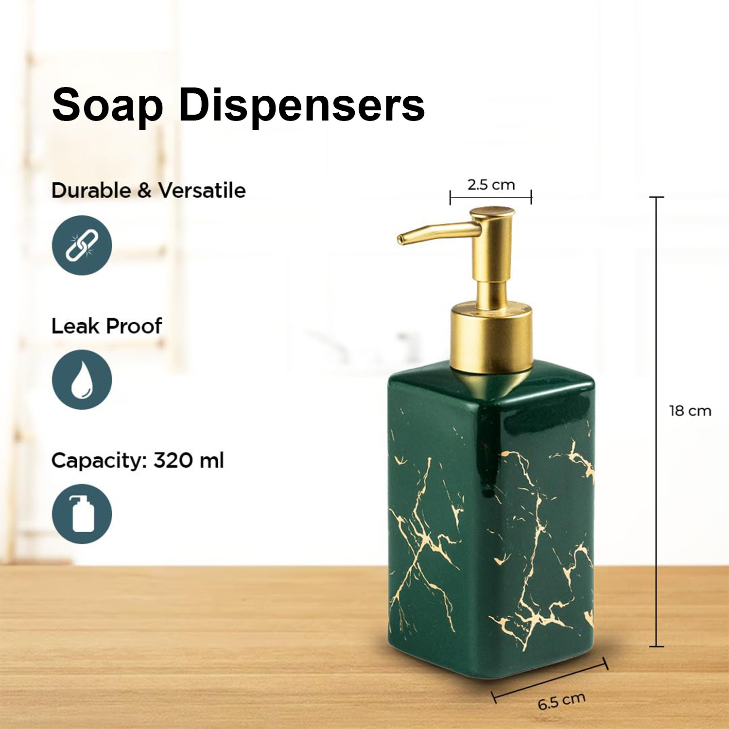 Kuber Industries Liquid Soap Dispenser | Handwash Soap Dispenser | Soap Dispenser for Wash Basin | Shampoo Dispenser Bottle | Bathroom Dispenser Bottle | 3 Piece | 320 ml | Green