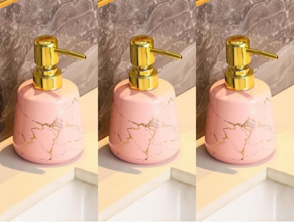 Kuber Industries Liquid Soap Dispenser | Handwash Soap Dispenser | Soap Dispenser for Wash Basin | Shampoo Dispenser Bottle | Bathroom Dispenser Bottle | 3 Piece | 260 ml | JY00099PK | Pink