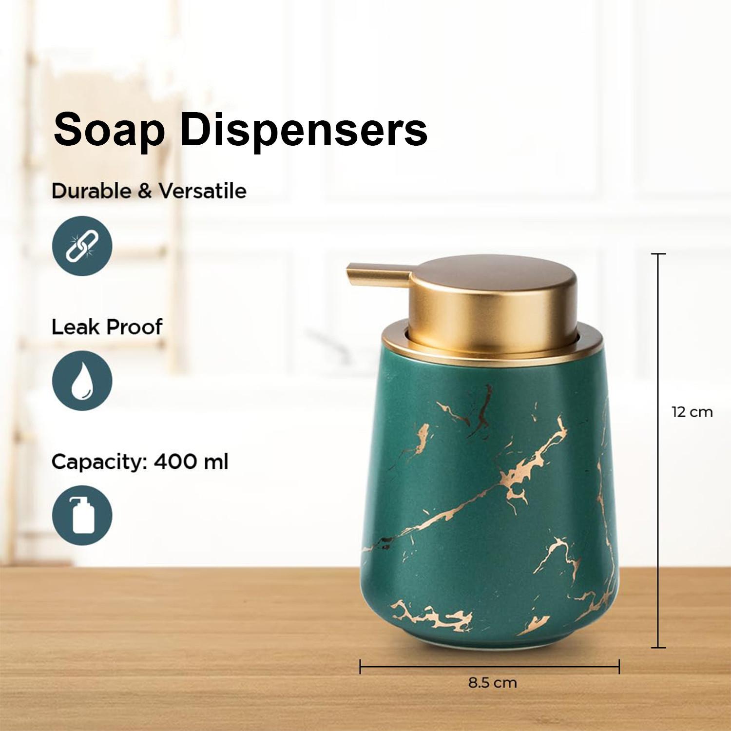 Kuber Industries Liquid Soap Dispenser | Handwash Soap Dispenser | Soap Dispenser for Wash Basin | Shampoo Dispenser Bottle | Bathroom Dispenser Bottle | 3 Piece | 400 ml | ZX010GN | Green