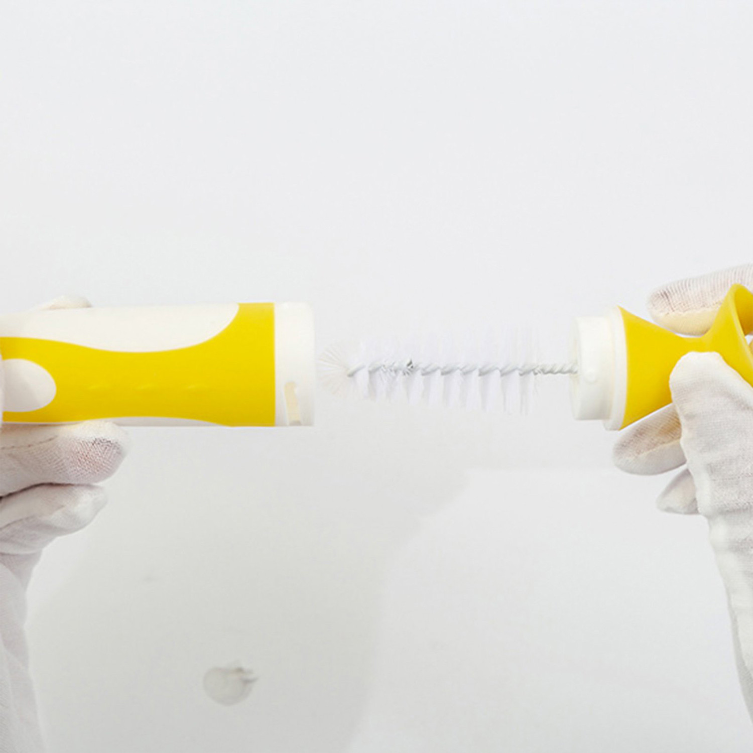 Kuber Industries Long Handle Bottle Brush|360 Degree Soft Bristle Base Detachable Baby Bottle Cleaner,10 Inch (Yellow)