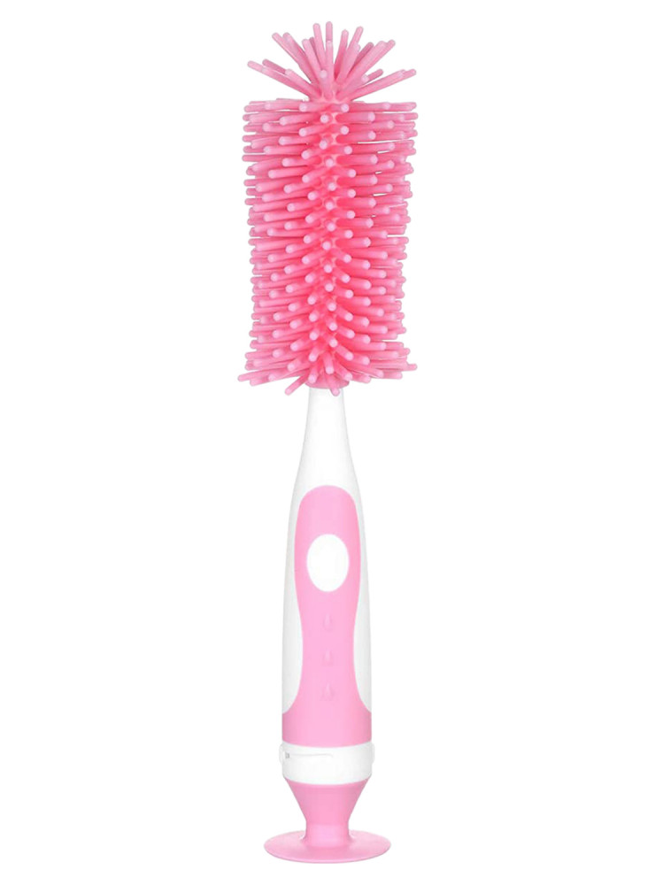 Kuber Industries Long Handle Bottle Brush|360 Degree Soft Bristle Base Detachable Baby Bottle Cleaner,10 Inch (Pink)