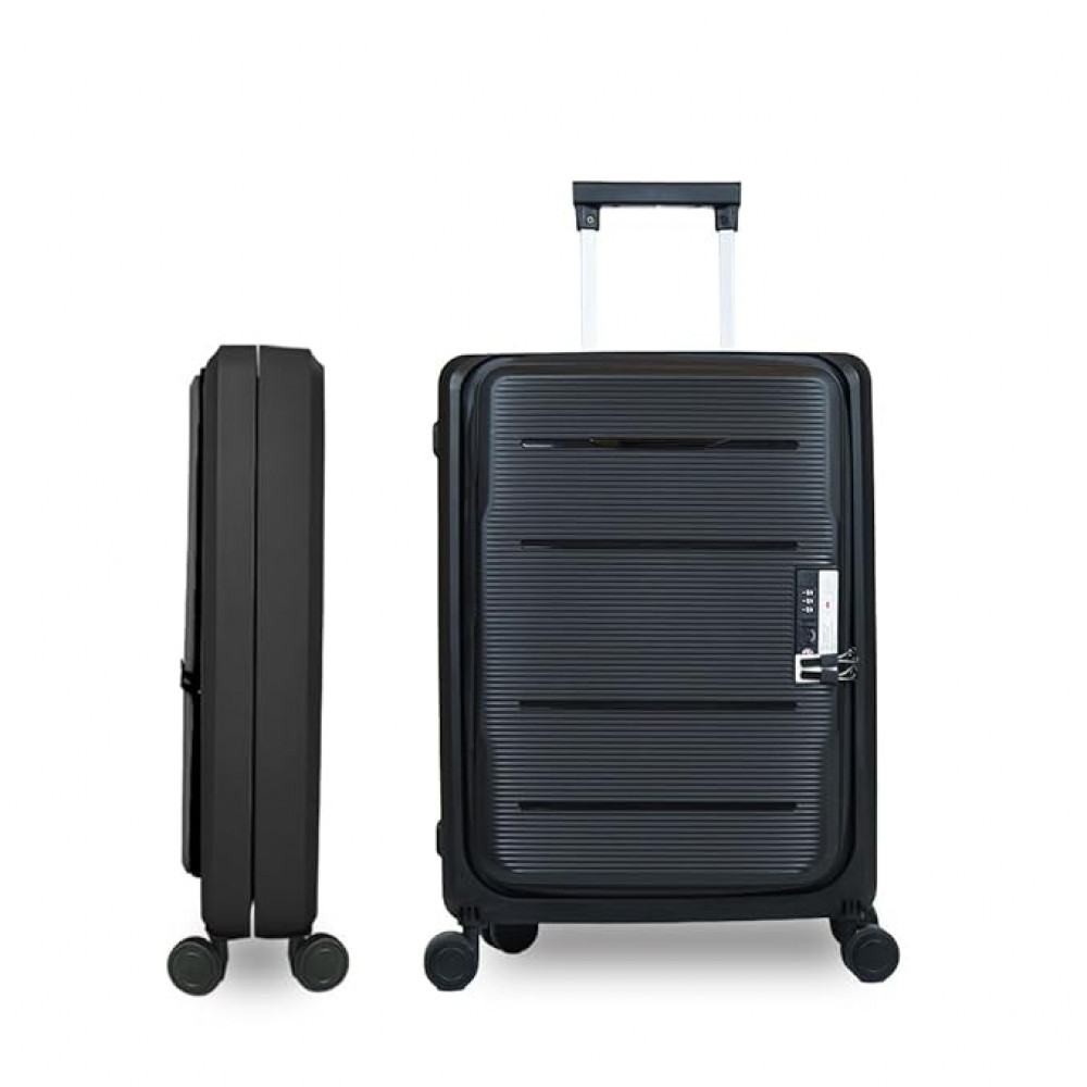 Kuber Industries Luggage Bag | Trolley Bags for Travel | Collapsible Luggage Bag | Travelling Bag | Trolley Bags for Suitcase | Lightweight Luggage Bag | 20 Inch | Black