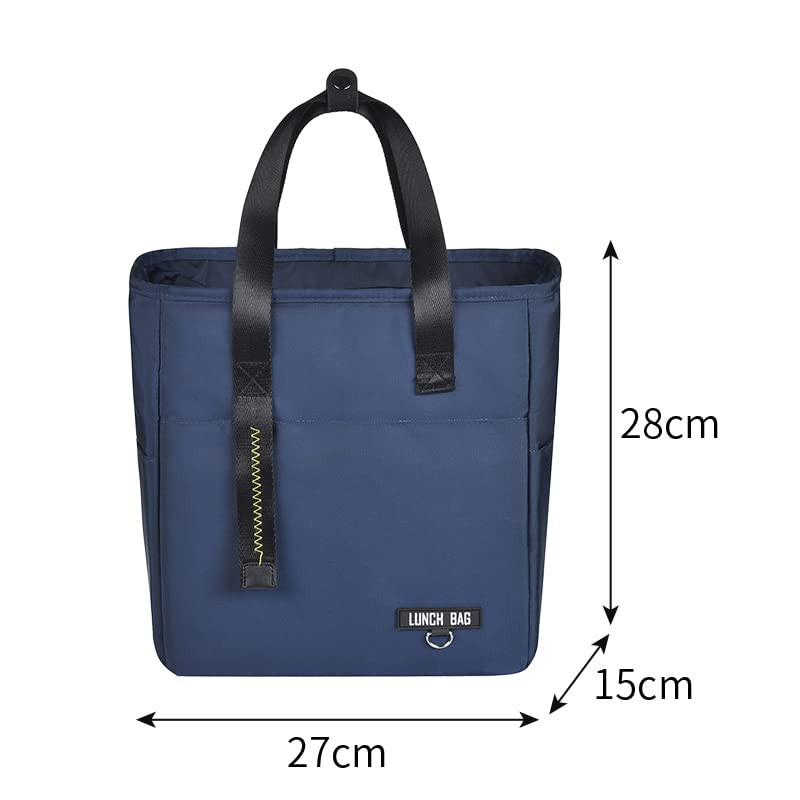 Kuber Industries Lunch Bag | Tiffin Storage Bag | Office Lunch Bag with Handle | Lunch Bag for Camping | Front Pocket Lunch Bag | Thermal Insulated Lunch Bag | RH253-NVY | Navy Blue