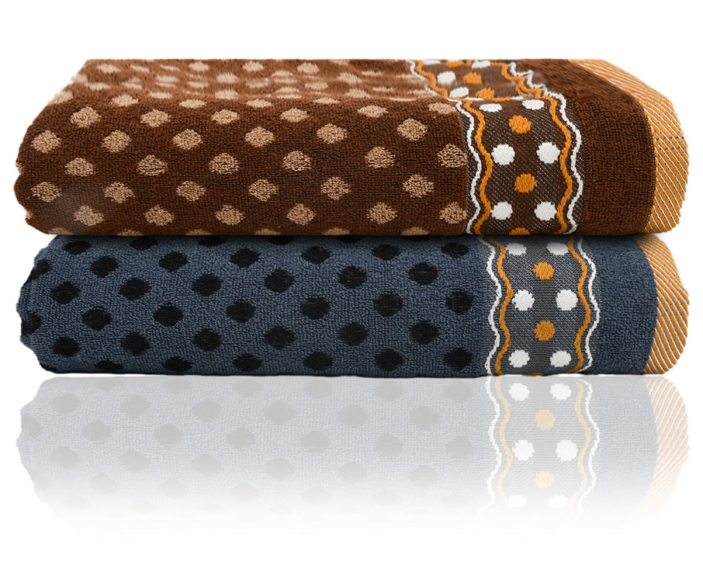 Kuber Industries Luxurious Dot Printed Soft Cotton Bath Towel Perfect for Daily Use, 30&quot;x60&quot; - Pack of 2 (Blue &amp; Brown)