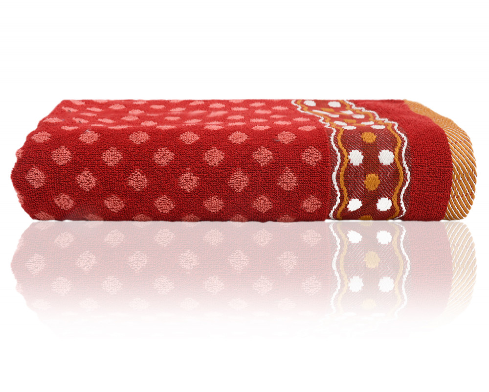 Kuber Industries Luxurious Dot Printed Soft Cotton Bath Towel Perfect for Daily Use, 30&quot;x60&quot; (Red)