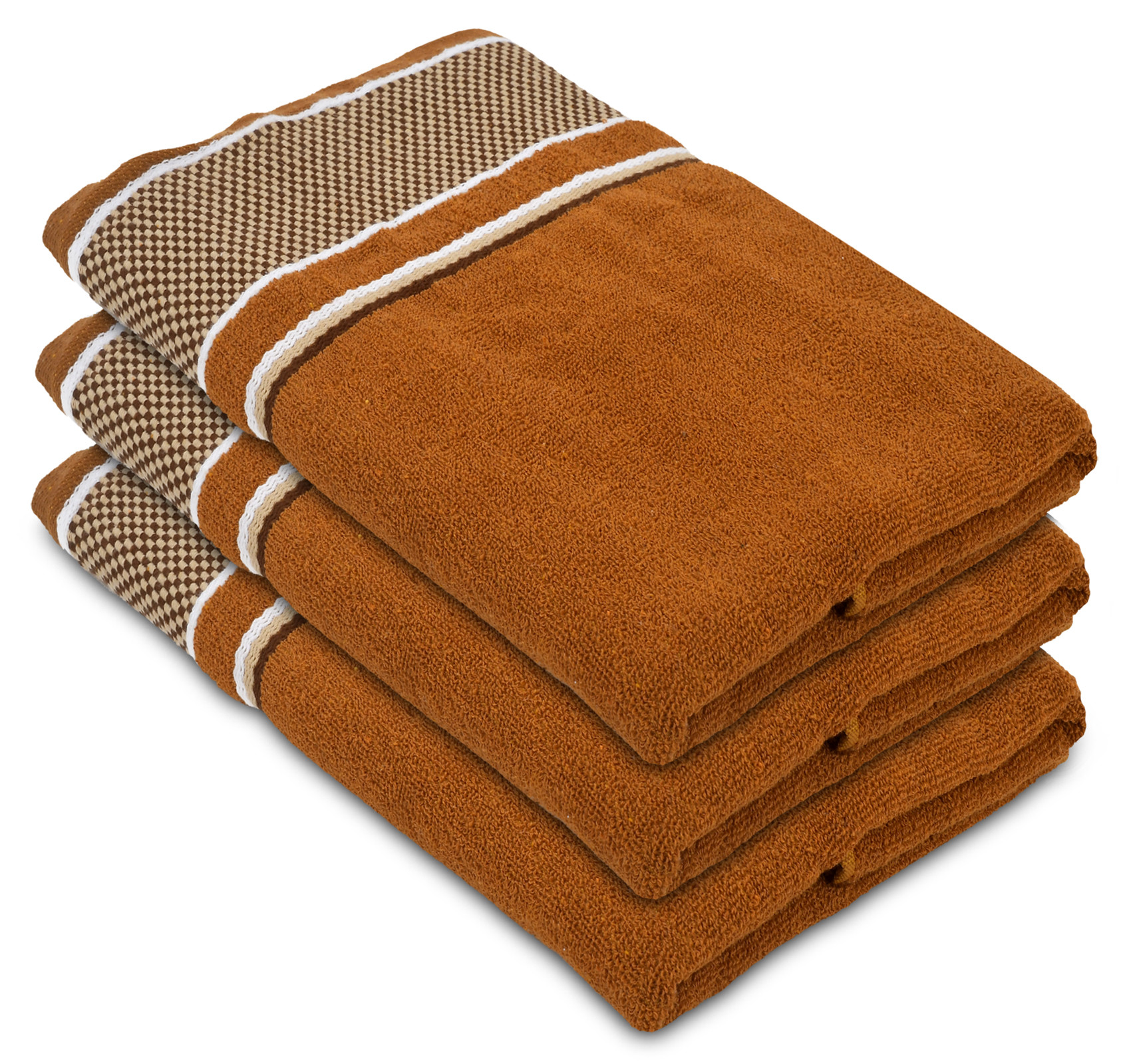 Kuber Industries Luxurious, Soft Cotton Bath Towel With Check Border, 30