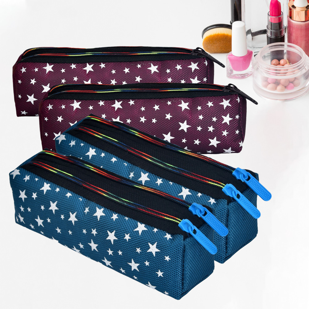 Kuber Industries Makeup Pouch | Rexine Cosmetic Pouch | Jewellery Utility Pouch | Toiletry Pouch for Girls | Travel Makeup Pouch for Girls | Storage Makeup Bag | Star Makeup Pouch | Pack of 4 | Multi