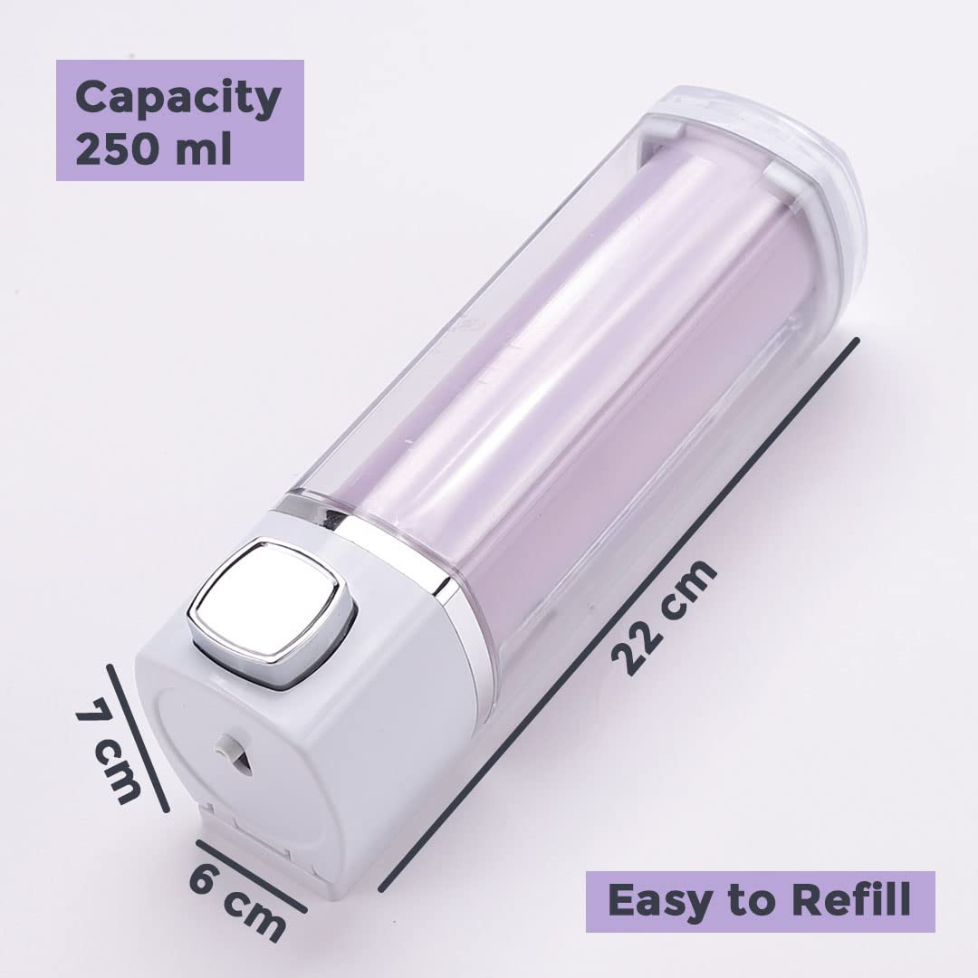 Kuber Industries Manual Shampoo & Soap Dispenser | Wall Mounted | Soap Dispenser for Kitchen & Bathroom | Refillable, Lightweight & Durable | Easy to Clean | Purple Color