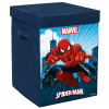 Kuber Industries Marvel Spiderman Print Foldable Laundry Basket|Clothes Storage Basket With Handle &amp; Lid,60 Ltr.(Navy Blue)