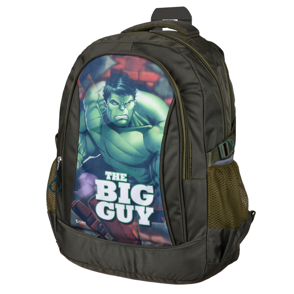 Kuber Industries Marvel The Big Guy Hulk School Bags | Kids School Bags | Student Bookbag | Travel Backpack | School Bag for Girls &amp; Boys | School Bag with 3 Compartments | Green