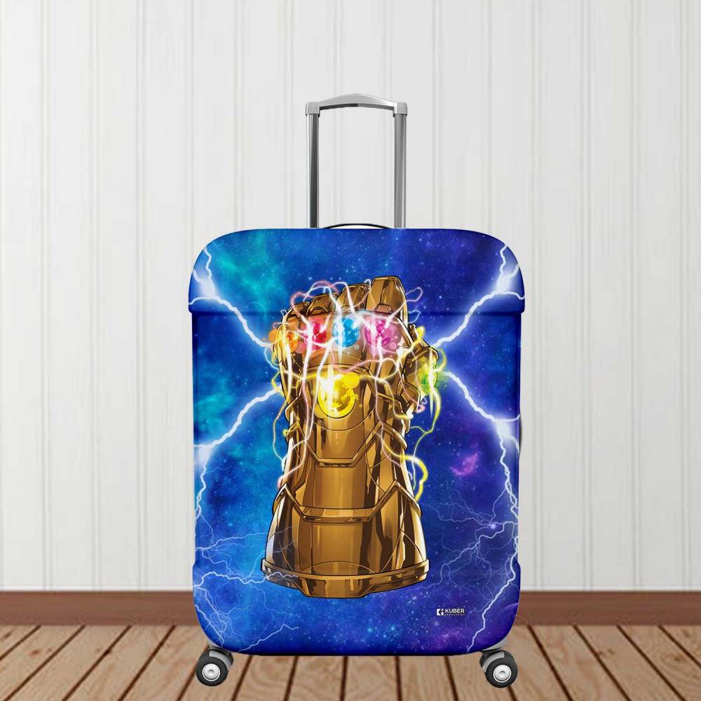 Kuber Industries Marvel The Infinity Gauntlet Luggage Cover | Polyester Travel Suitcase Cover | Washable | Stretchable Suitcase Protector | 22-26 Inch | Medium | Sky Blue