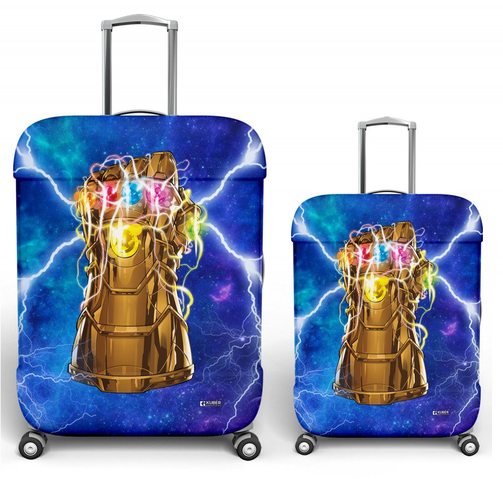 Kuber Industries Marvel The Infinity Gauntlet Luggage Cover | Polyester Travel Suitcase Cover | Washable | Stretchable Suitcase Cover | 18-22 Inch-Small | 26-30 Inch-Large | Pack of 2 | Sky Blue
