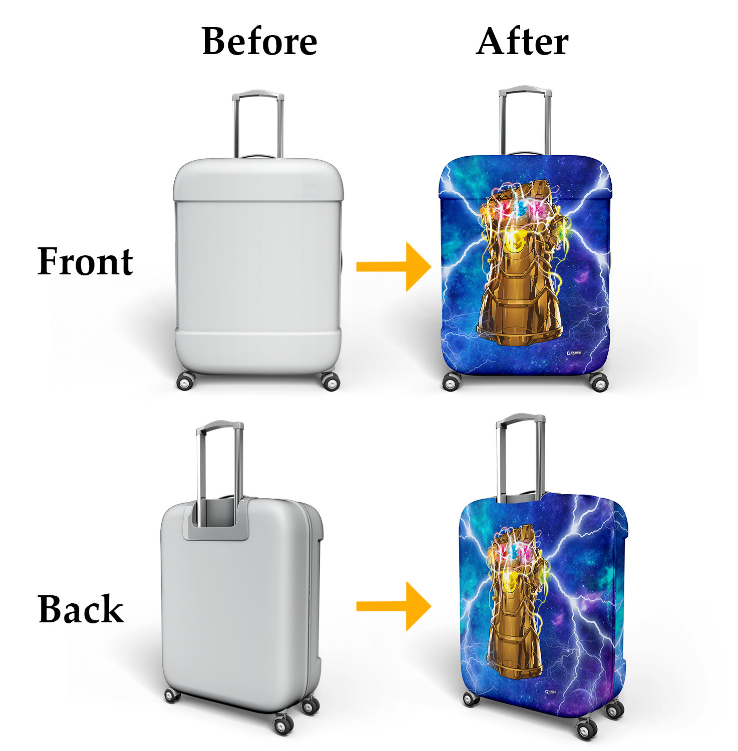 Kuber Industries Marvel The Infinity Gauntlet Luggage Cover|Polyester Travel Suitcase Cover|Washable|Stretchable Suitcase Protector|26-30 Inch|Large (Sky Blue)
