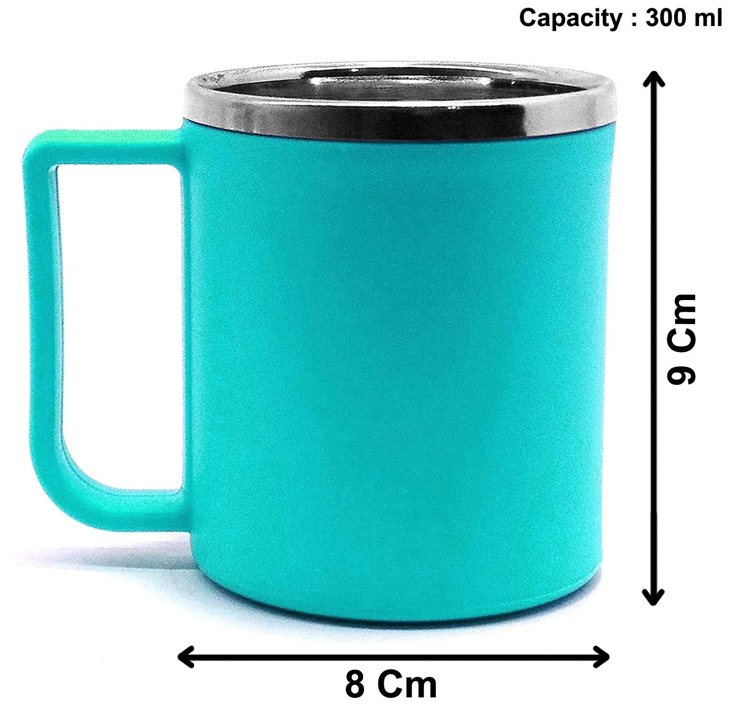 Kuber Industries Medium Size Plastic Steel Cups for Coffee Tea Cocoa, Camping Mugs with Handle, Portable & Easy Clean,(Green)