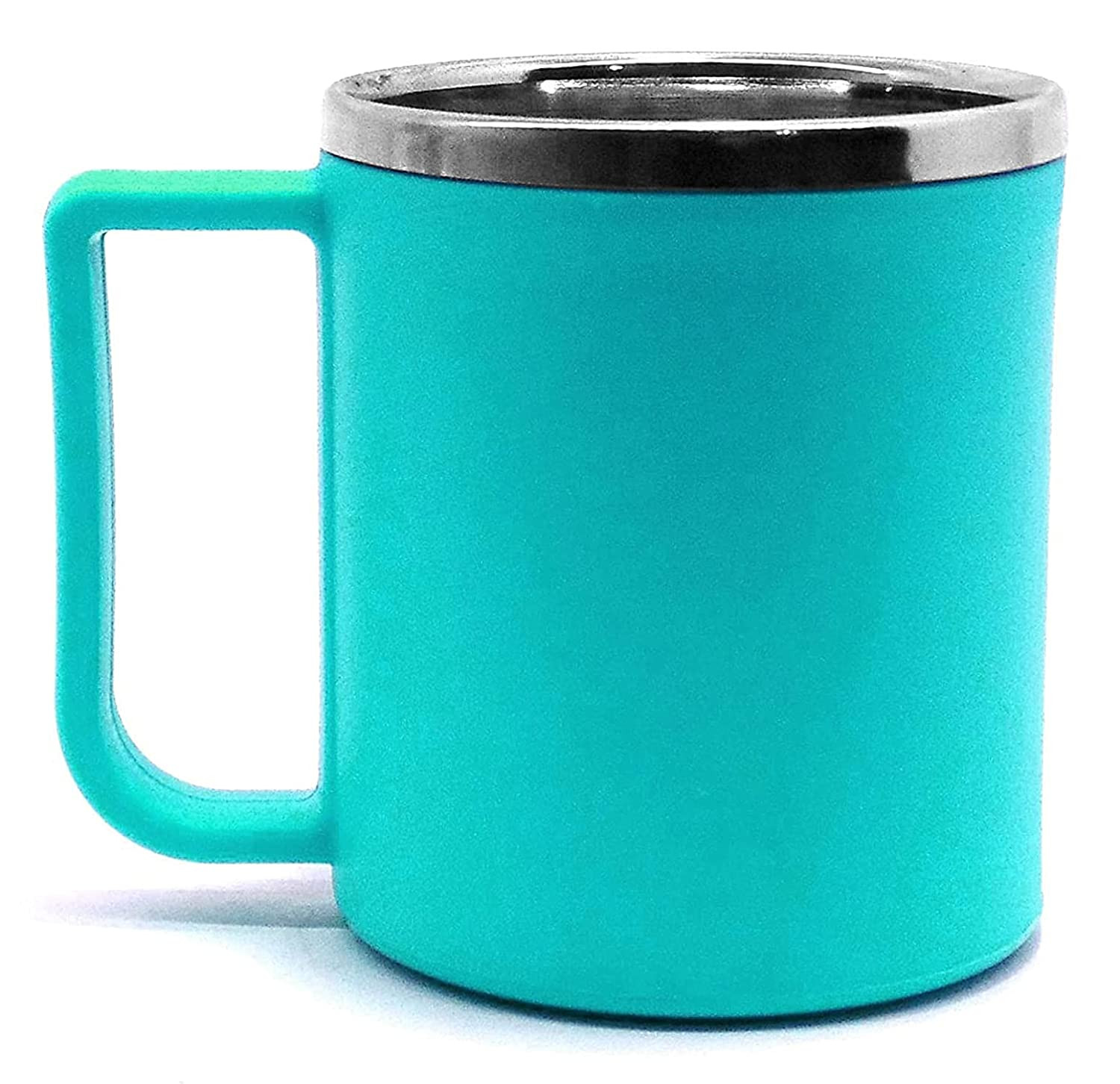 Kuber Industries Medium Size Plastic Steel Cups for Coffee Tea Cocoa, Camping Mugs with Handle, Portable & Easy Clean,(Green)