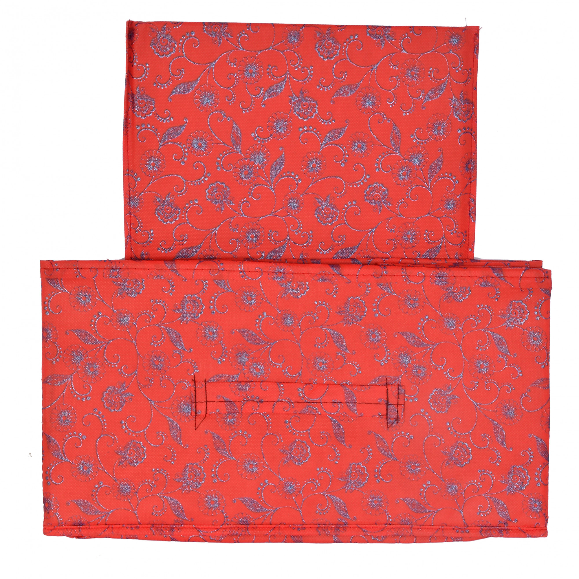 Kuber Industries Metalic Floral Print Non Woven Fabric 5-Drawer Storage And Cloth Organizer Unit for Closet (Red)-KUBMART1766