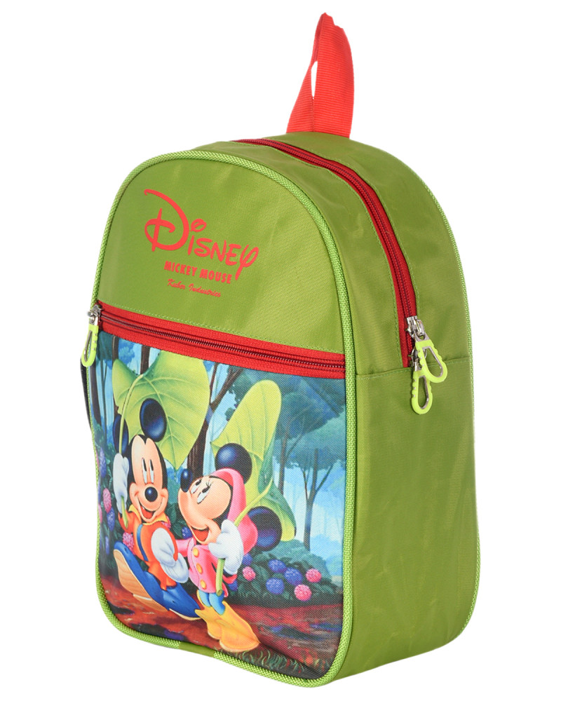 Kuber Industries Mickey &amp; Minnie Print Kids Backpack Bag for School, Travel, Casual, Picnics (Green)