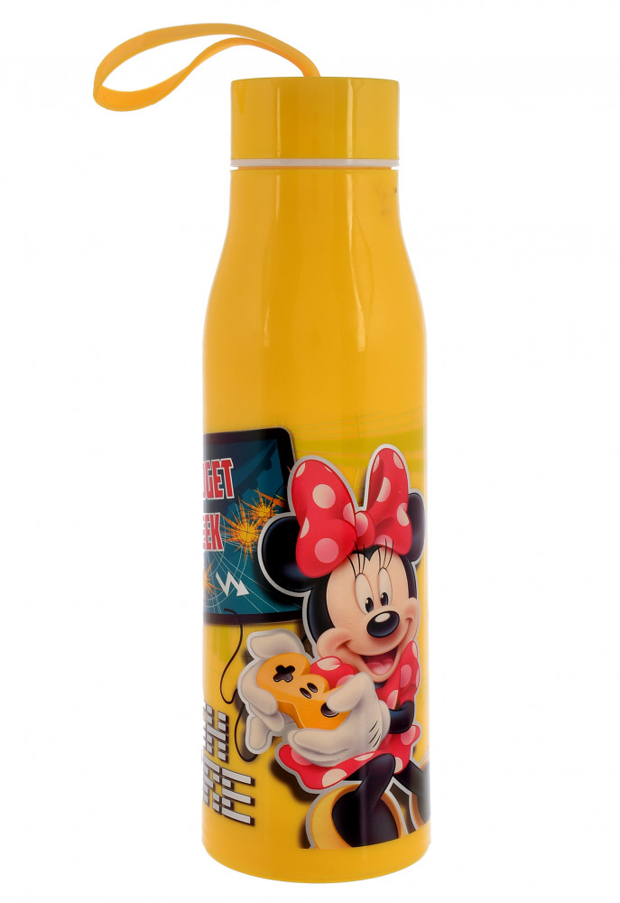 Kuber Industries Mickey &amp; Minnie Printed BPA Free Food Grade Insulated Water Bottle For Kids-600ml (Yellow)