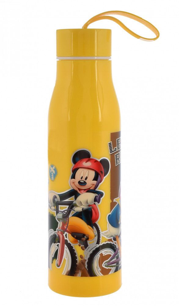 Kuber Industries Mickey Mouse &amp; Friends Printed BPA Free Food Grade Insulated Water Bottle For Kids-600ml (Yellow)