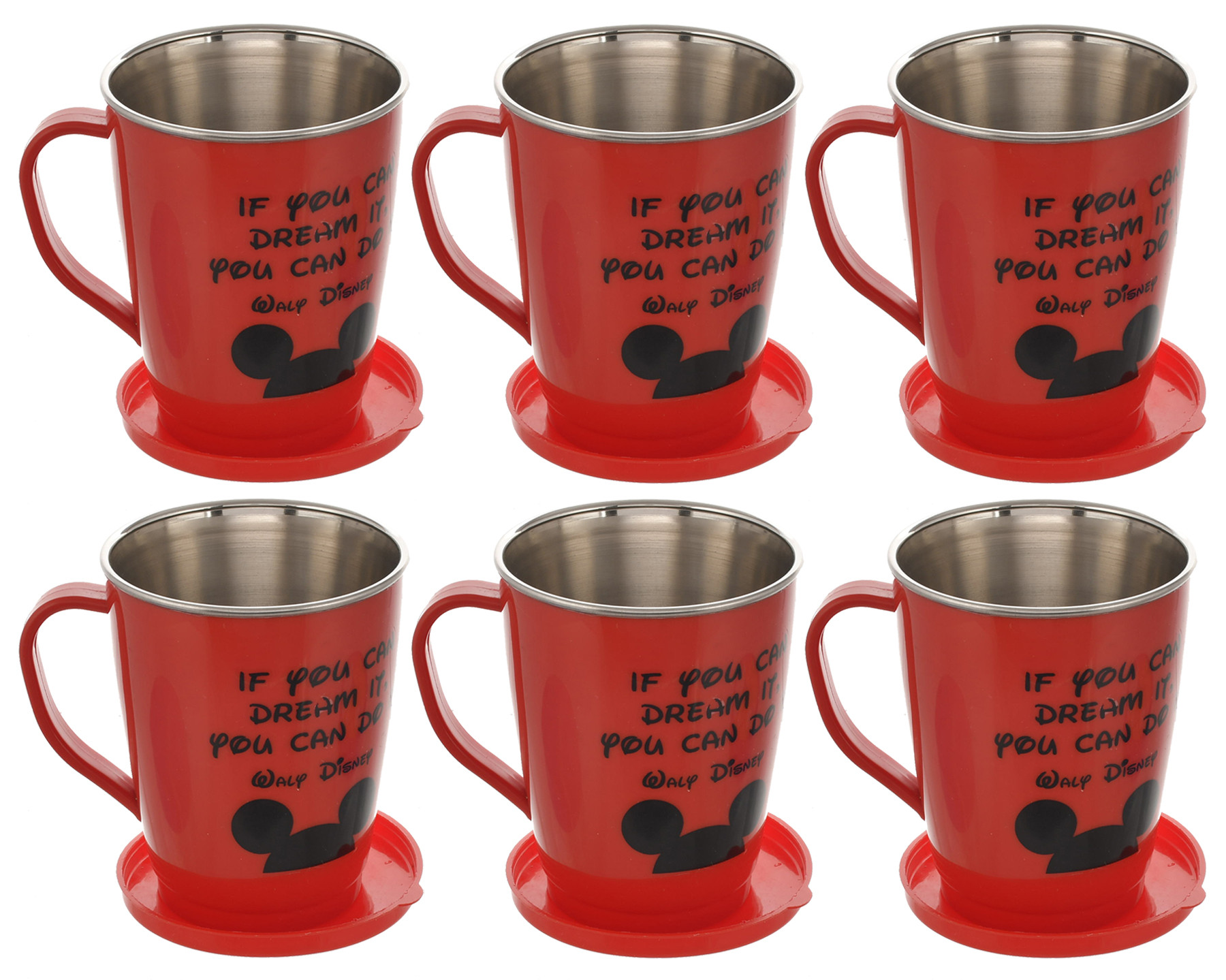 Kuber Industries Mickey Printed Food Grade BPA Free Tea/Coffee Mug for Coffee Tea Cocoa, Camping Mugs with Lid,(Red)