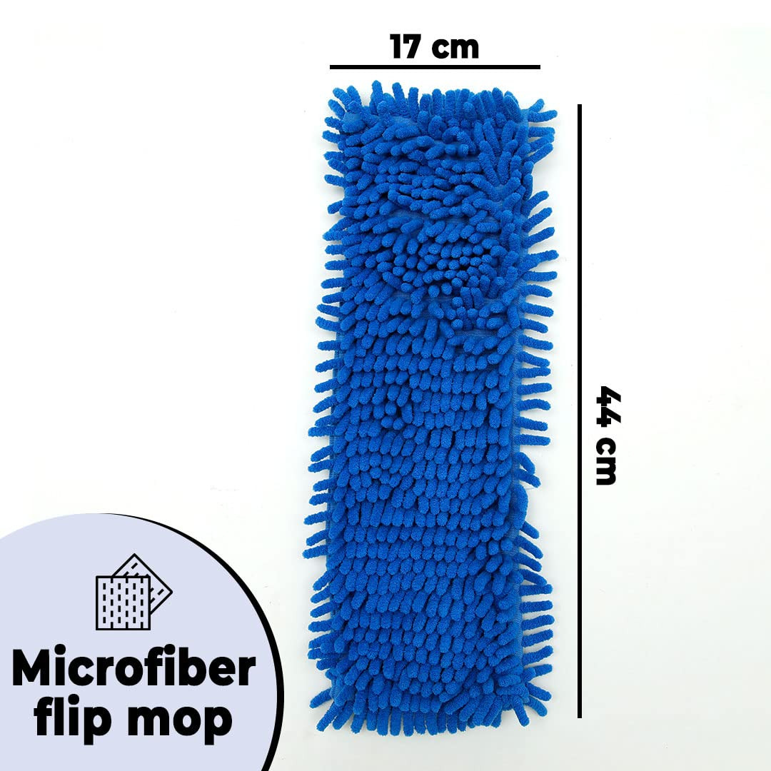 Kuber Industries Microfiber Floor Cleaner Mop Refill|Eco-Friendly & Dual Action|Dry & Wet Cleaning|Multi-Purpose Cleaning Mop for Home|Blue