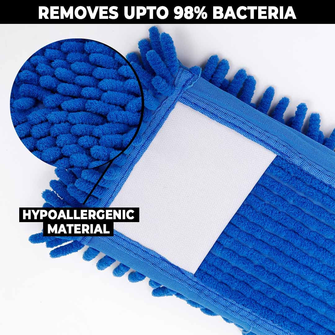 Kuber Industries Microfiber Floor Cleaner Mop Refill|Eco-Friendly & Dual Action|Dry & Wet Cleaning|Multi-Purpose Cleaning Mop for Home|Blue