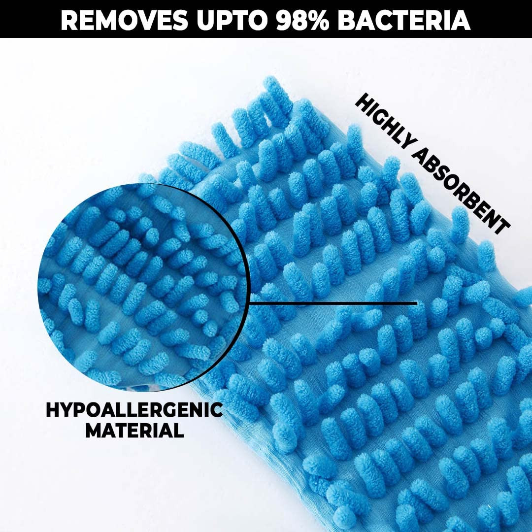 Kuber Industries Microfiber Wiper for Floor Clearing|Hypoallergenic Chenille Microfiber Mop|Super Absorbent|Multi-Utility Wiper for Bathroom Floor Cleaning|Blue