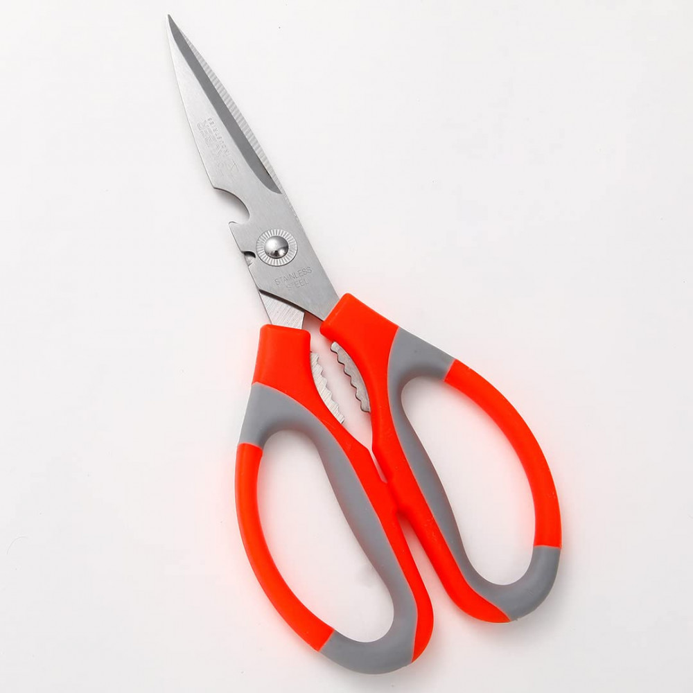 Kuber Industries Multipurpose Kitchen Scissors For Home &amp; Gardening Needs|High Grade Stainless Steel Blades|Precision Ground Edge|K024|Orange