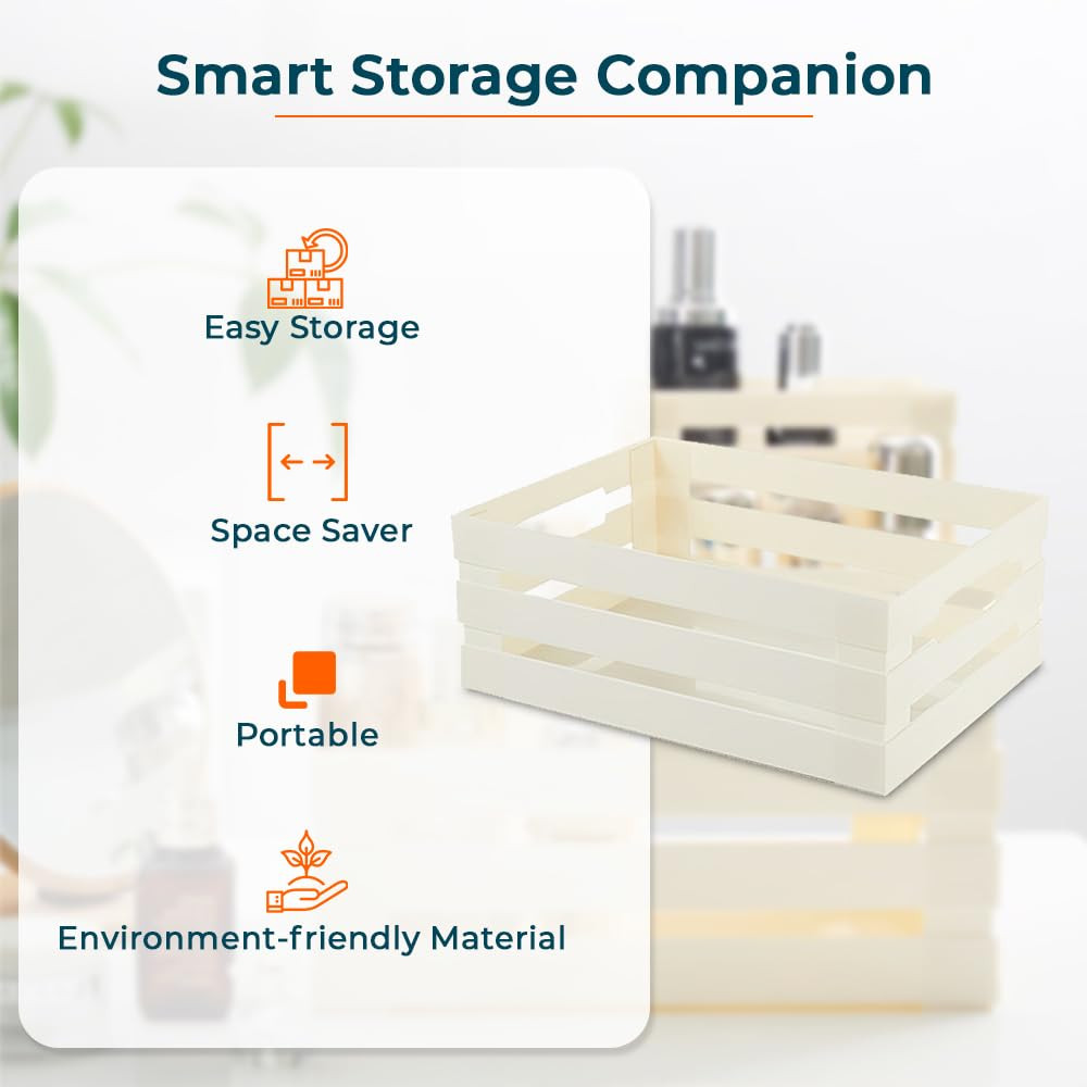 Kuber Industries Multipurpose Portable Medium Storage Basket|Box For Storage Without Lid (Beige)
