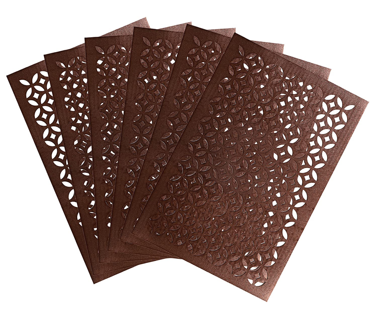 Kuber Industries Multiuses Arccircle Design PVC Rectangle Placemat for kitchen, Dining Table Set of 6 (Copper)