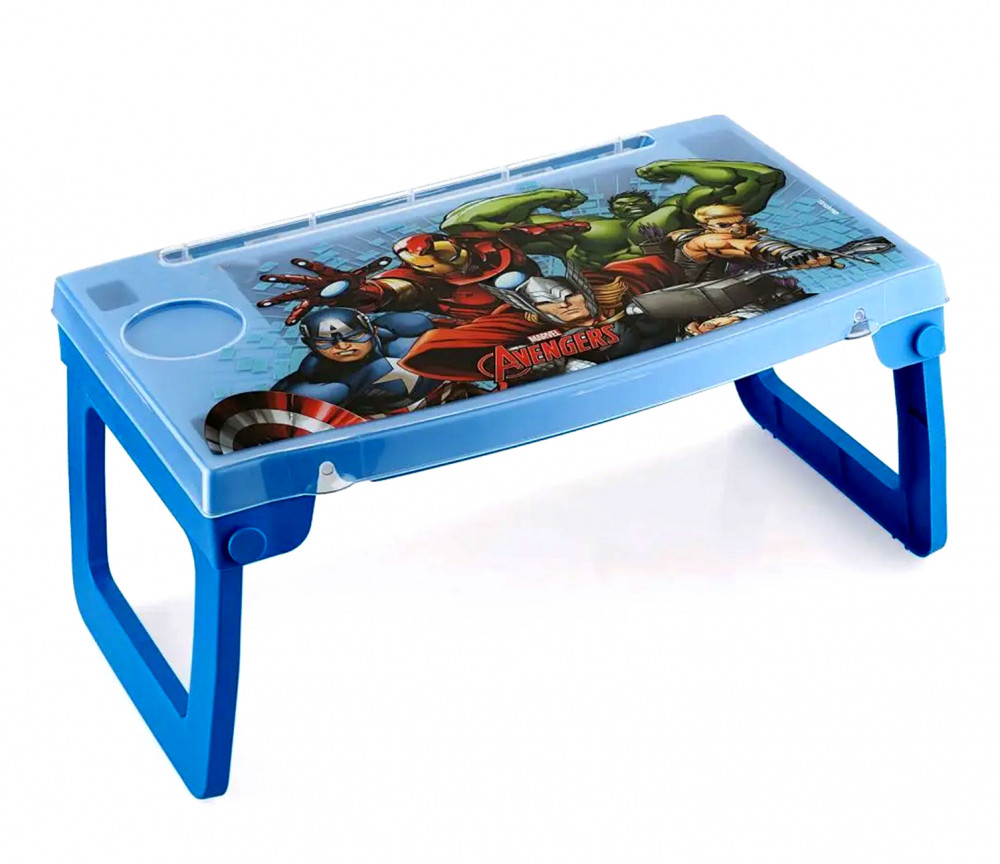 Kuber Industries Multiuses Avengers Print Plastic Study Desk/Laptop Table With Camparment For Home &amp; Office (Blue)