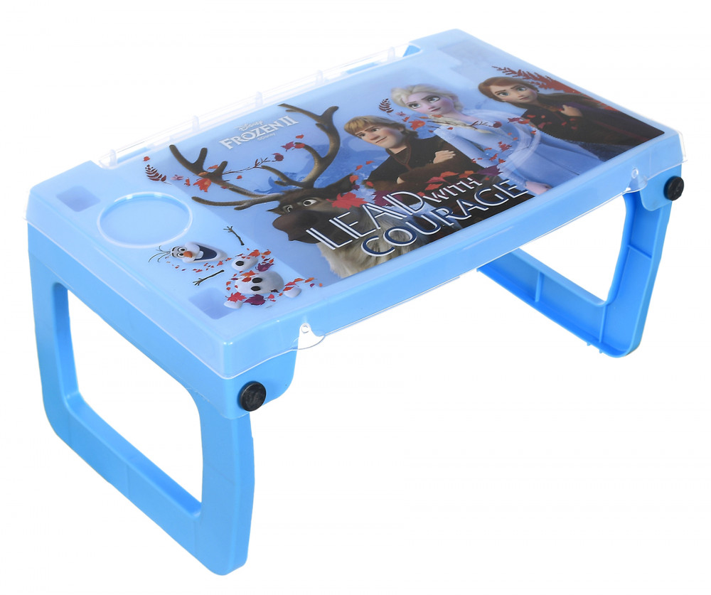 Kuber Industries Multiuses Disney Frozen Print Plastic Study Desk/Laptop Table With Camparment For Home &amp; Office (Blue)