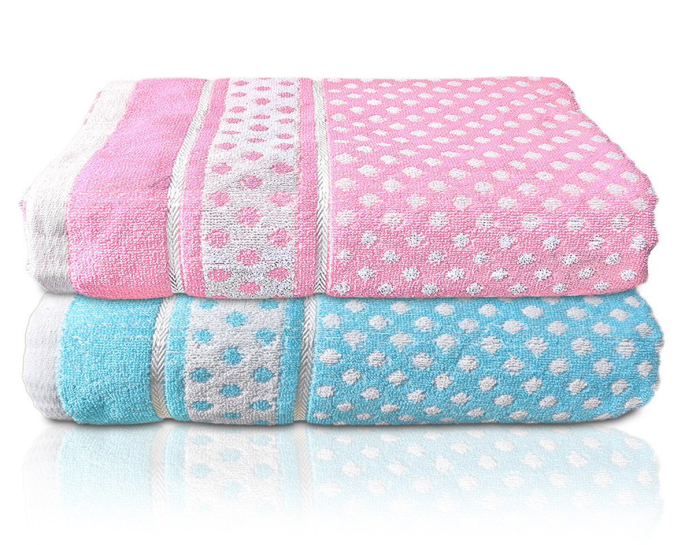 Kuber Industries Multiuses Dot Printed Soft Cotton Bath Towel, 30&quot;x60&quot;- Pack of 2 (Sky Blue &amp; Pink)