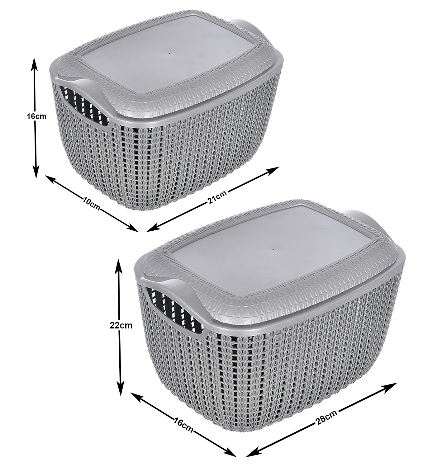Kuber Industries Multiuses Large & Small M 30-25 Plastic Basket/Organizer With Lid- (Grey) -46KM057