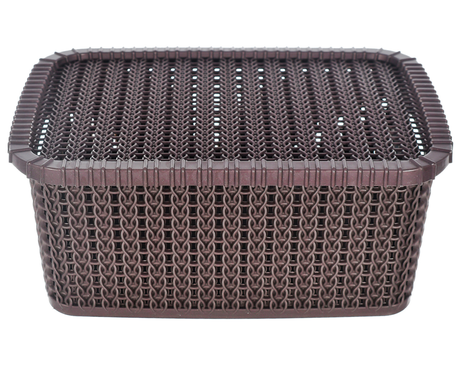 Kuber Industries Multiuses Large M 20 Plastic Basket/Organizer With Lid (Brown) -46KM061