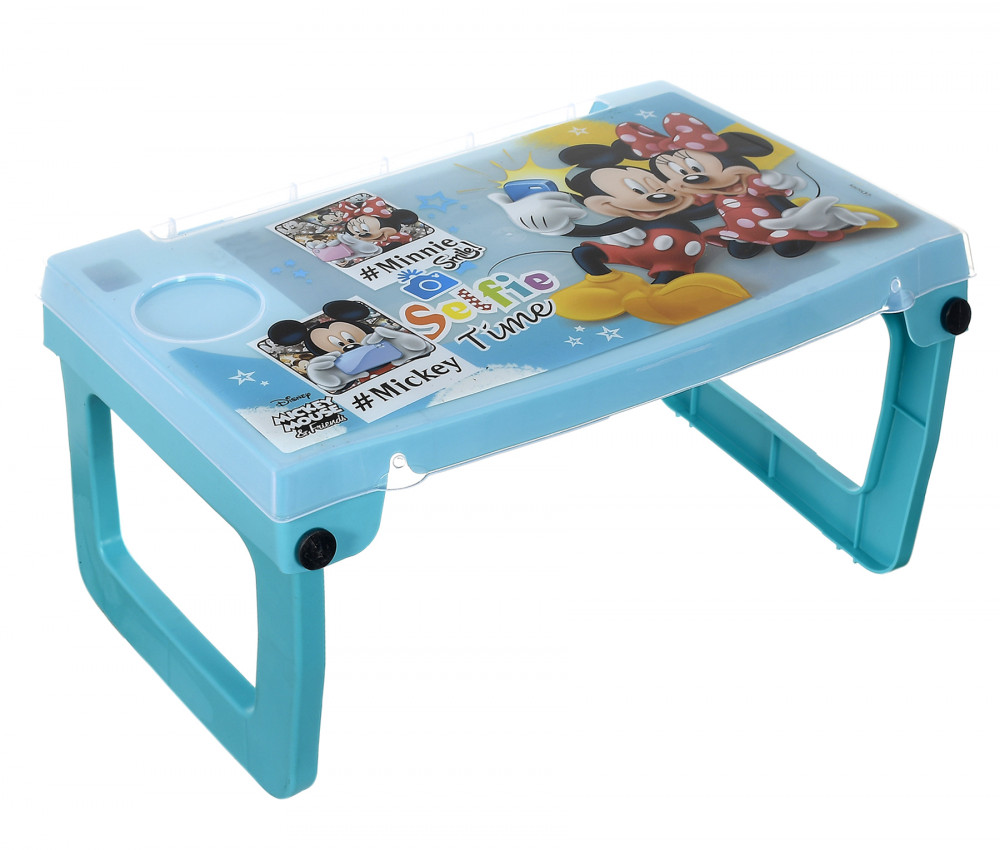 Kuber Industries Multiuses Mickey Mouse Print Plastic Study Desk/Laptop Table With Camparment For Home &amp; Office (Mint Green)