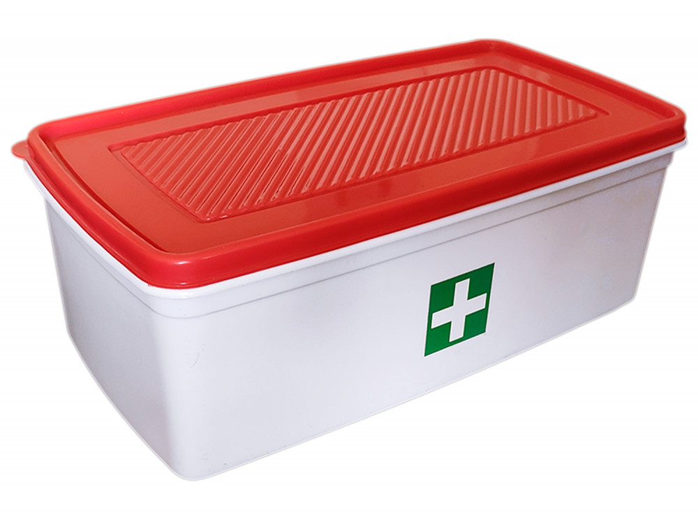 Kuber Industries Multiuses Plastic Medicine/First Aid Box (Red &amp; White)
