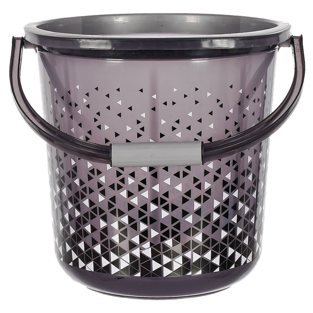 Kuber Industries Multiuses Tinted Print Plastic Bucket With Handle, 24 litre (Black)-46KM0343