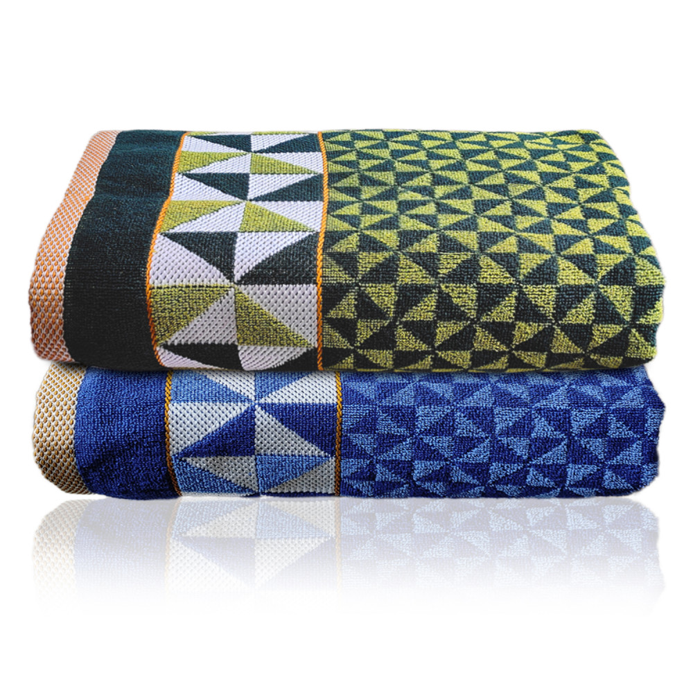 Kuber Industries Multiuses Tringle Printed Soft Cotton Bath Towel, 30&quot;x60&quot;- Pack of 2 (Green &amp; Blue)