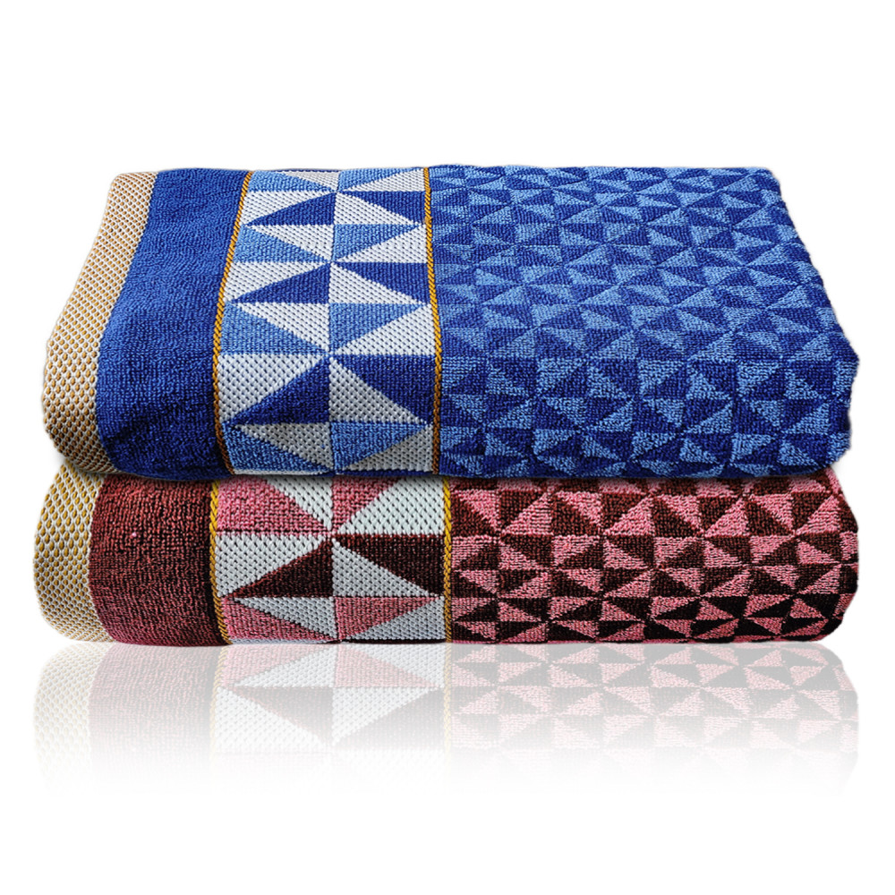 Kuber Industries Multiuses Tringle Printed Soft Cotton Bath Towel, 30&quot;x60&quot;- Pack of 2 (Maroon &amp; Blue)
