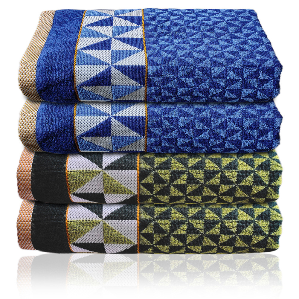 Kuber Industries Multiuses Tringle Printed Soft Cotton Bath Towel, 30&quot;x60&quot;- Pack of 4 (Green &amp; Blue)